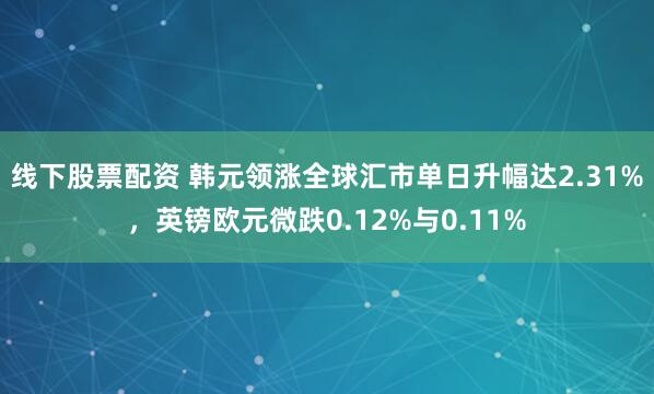 线下股票配资 韩元领涨全球汇市单日升幅达2.31%，英镑欧元微跌0.12%与0.11%